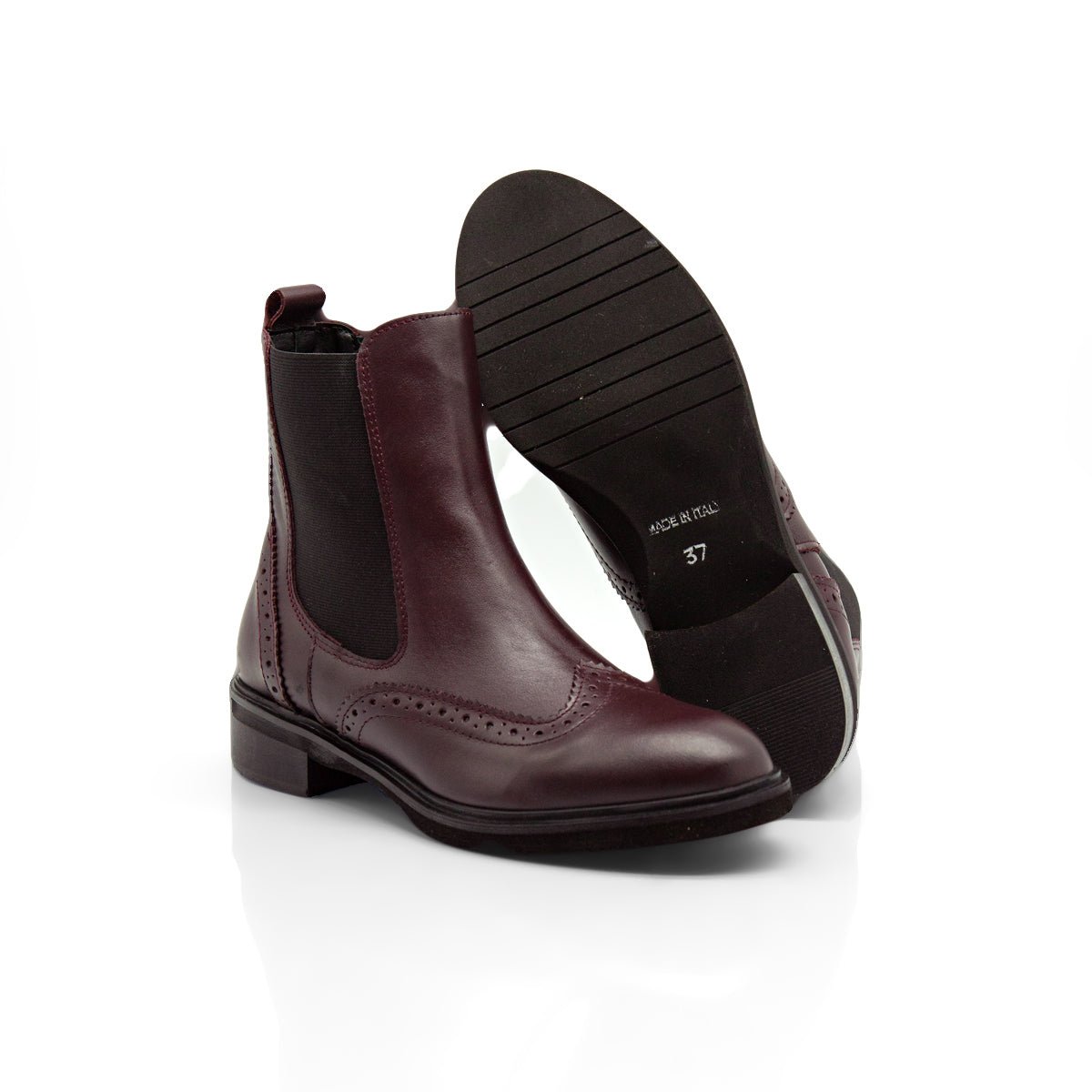 Figini - Chelsea Boots brogue in vitello bordeaux - Figini Milano
