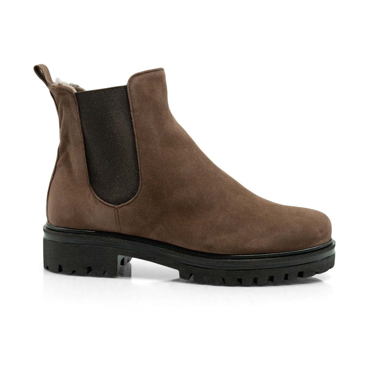 Figini - Chelsea Boots con fodera montone in camoscio marrone - Figini Milano
