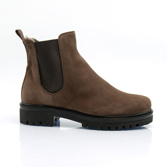 Figini - Chelsea Boots con fodera montone in camoscio marrone - Figini Milano