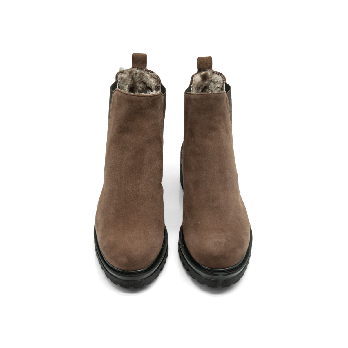 Figini - Chelsea Boots con fodera montone in camoscio marrone - Figini Milano