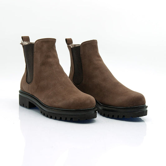 Figini - Chelsea Boots con fodera montone in camoscio marrone - Figini Milano