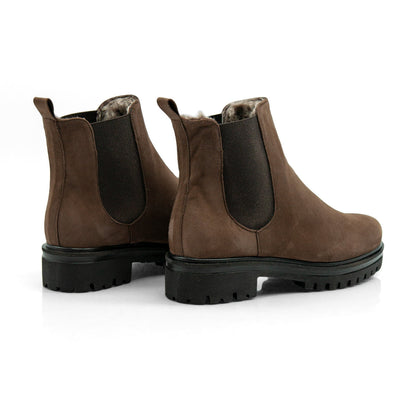 Figini - Chelsea Boots con fodera montone in camoscio marrone - Figini Milano