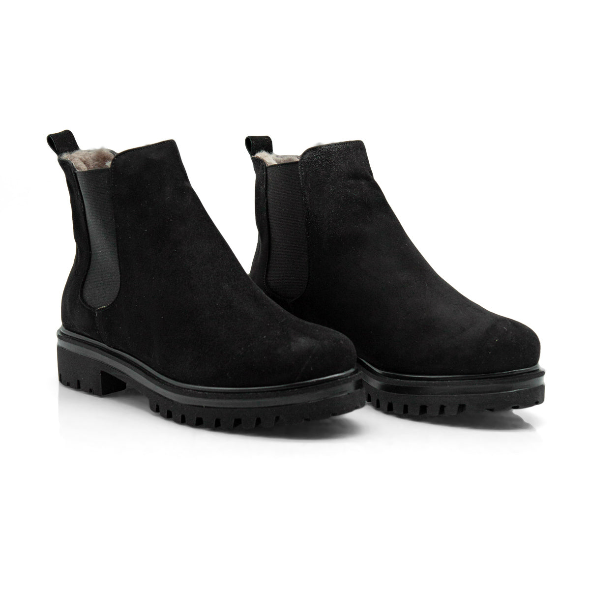 Figini - Chelsea Boots con fodera montone in camoscio nero - Figini Milano