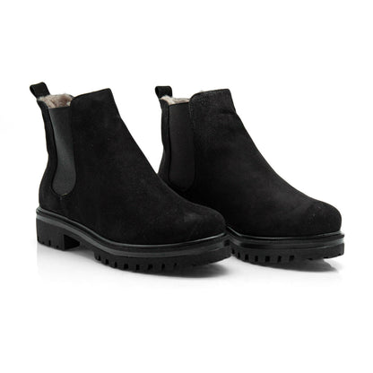 Figini - Chelsea Boots con fodera montone in camoscio nero - Figini Milano