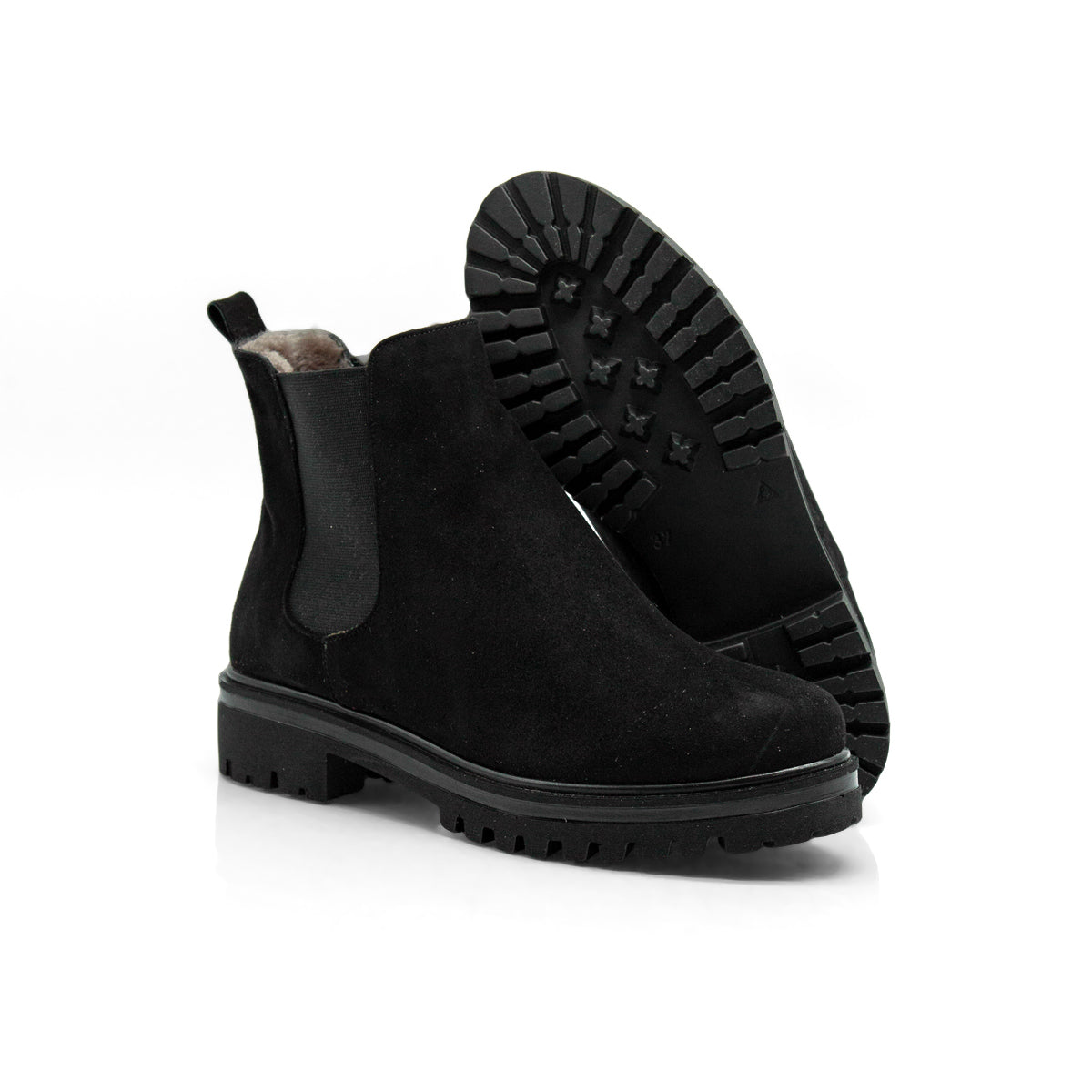 Figini - Chelsea Boots con fodera montone in camoscio nero - Figini Milano