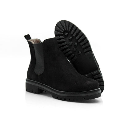 Figini - Chelsea Boots con fodera montone in camoscio nero - Figini Milano