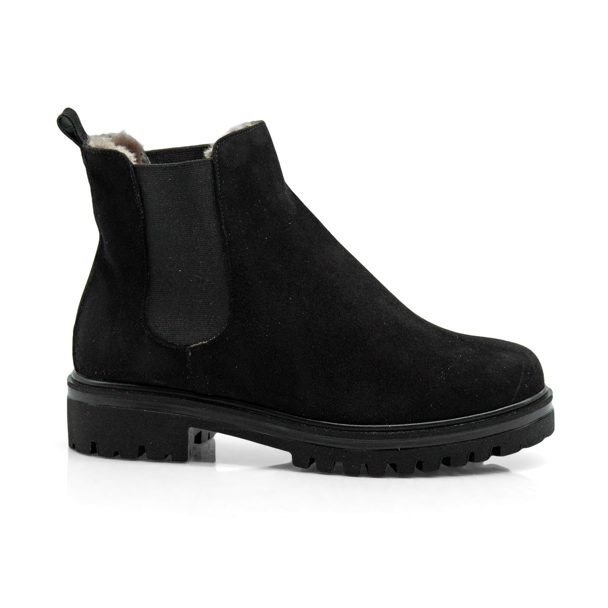 Figini - Chelsea Boots con fodera montone in camoscio nero - Figini Milano