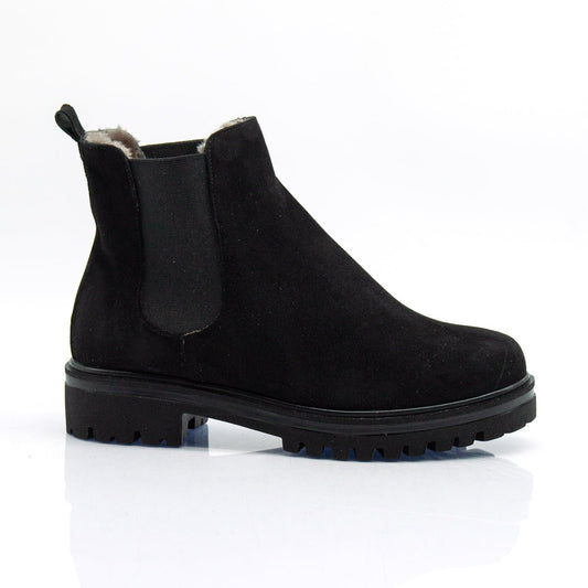 Figini - Chelsea Boots con fodera montone in camoscio nero - Figini Milano