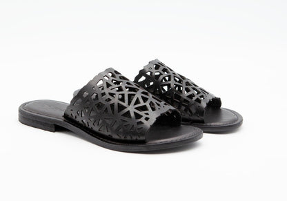 Figini - Ciabatte intarsiate in Vacchetta Nera - Figini Milano