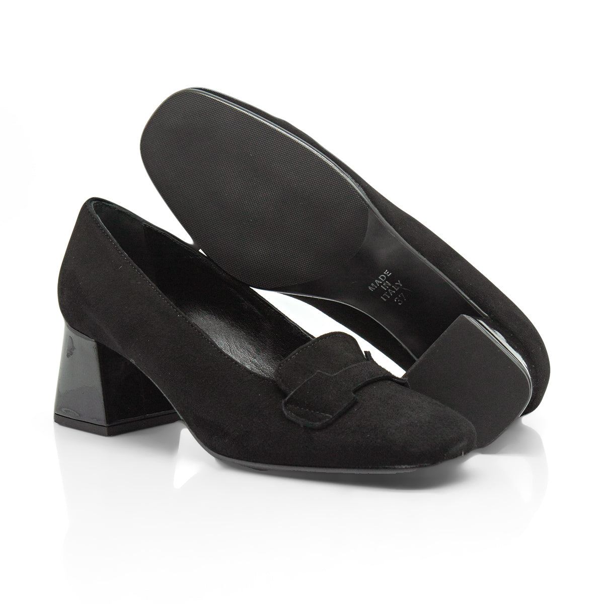 Figini - Décolleté accollati con tacco 5 cm in camoscio nero - Figini Milano