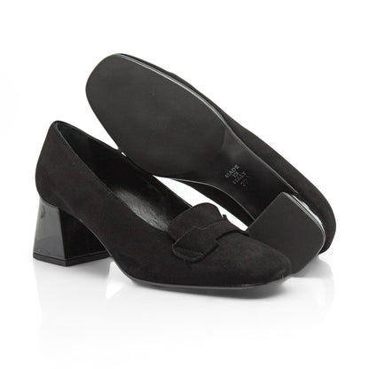 Figini - Décolleté accollati con tacco 5 cm in camoscio nero - Figini Milano