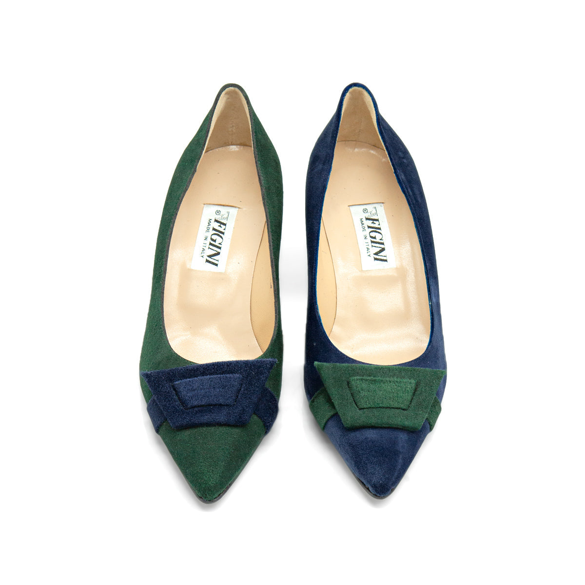 Figini - Décolleté Asimmetriche con fibbia e tacco di 5 cm blu e verde - Figini Milano