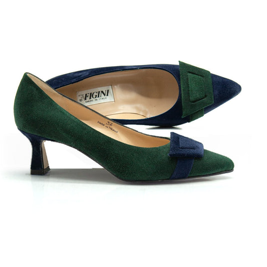 Figini - Décolleté Asimmetriche con fibbia e tacco di 5 cm blu e verde - Figini Milano