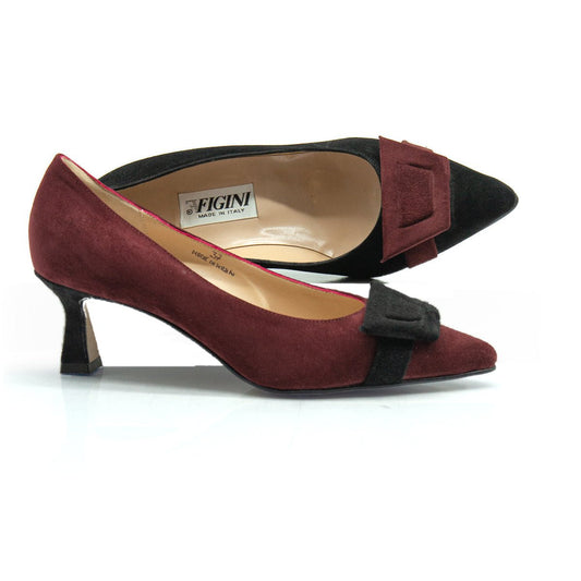 Figini - Décolleté Asimmetriche con fibbia e tacco di 5 cm bordeaux e nero - Figini Milano