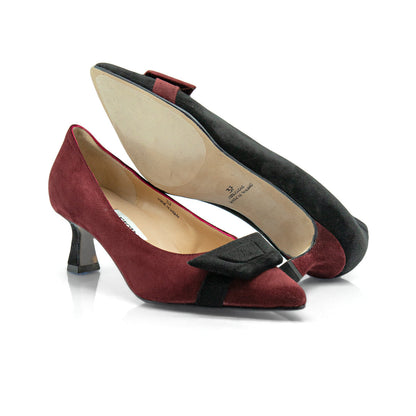 Figini - Décolleté Asimmetriche con fibbia e tacco di 5 cm bordeaux e nero - Figini Milano