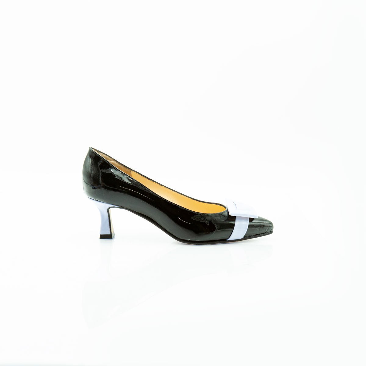 Figini - Décolleté Asimmetriche con fibbia e tacco di 5 cm in Vernice Nero - Cielo - Figini Milano