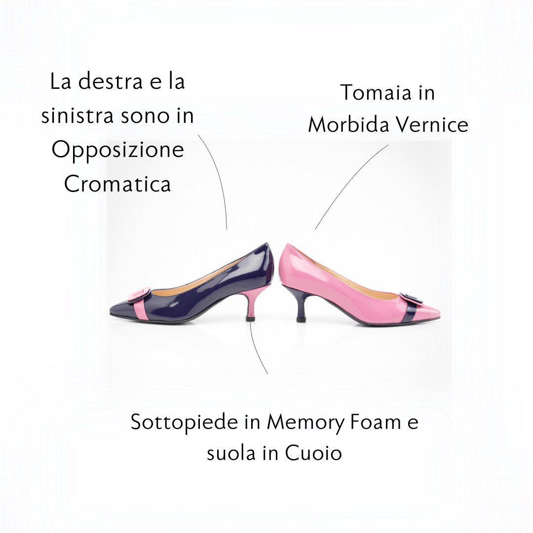 Figini - Décolleté Asimmetriche con tacco 5 cm in Vernice Rosa Viola - Figini Milano