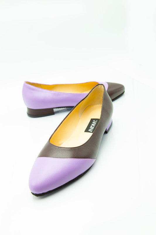 Figini - Décolleté asimmetriche con tacco di 2 cm in nappa lilla - cioccolato - Figini Milano