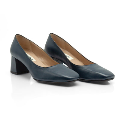 Figini - Décolleté con tacco 5 cm in nappa blu - Figini Milano
