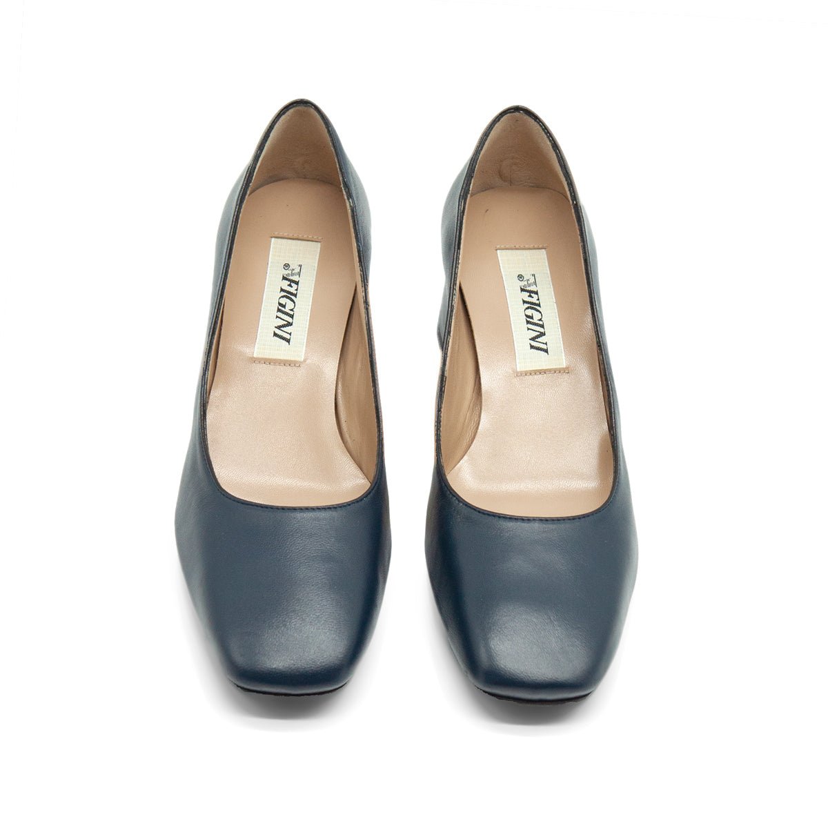 Figini - Décolleté con tacco 5 cm in nappa blu - Figini Milano