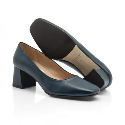 Figini - Décolleté con tacco 5 cm in nappa blu - Figini Milano