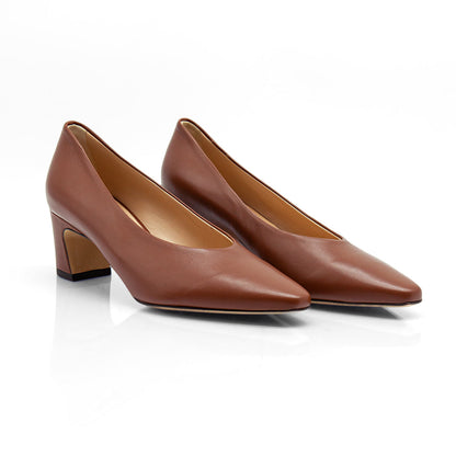 Figini - Décolleté con tacco 5 cm in nappa cuoio - Figini Milano