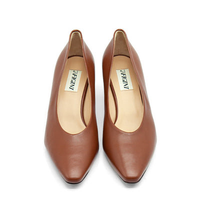 Figini - Décolleté con tacco 5 cm in nappa cuoio - Figini Milano