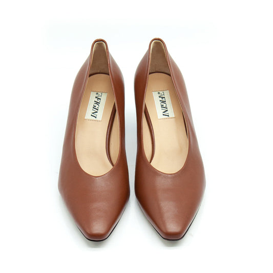 Figini - Décolleté con tacco 5 cm in nappa cuoio - Figini Milano