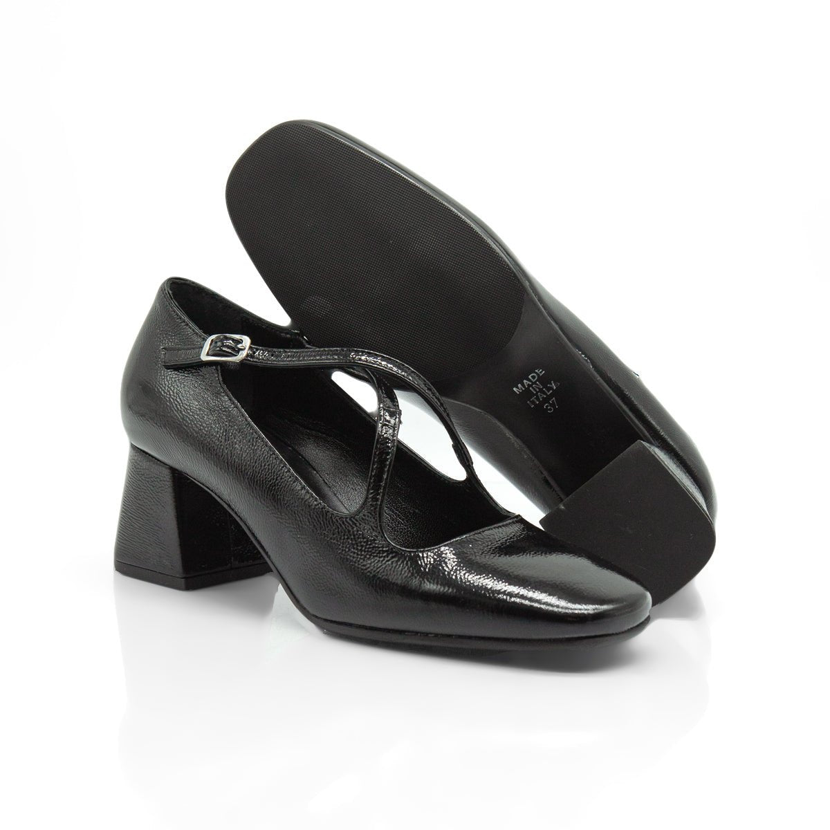 Figini - Décolleté Mary-Jane con tacco 5 in vernice nero - Figini Milano