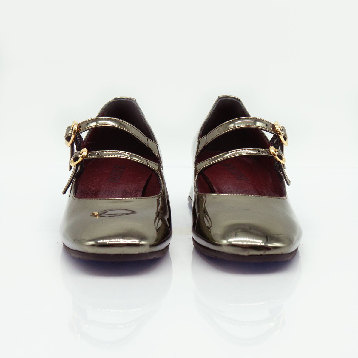 Figini - Décolletè Mary - Jane con tacco di 2 cm in vernice specchio grigio - Figini Milano