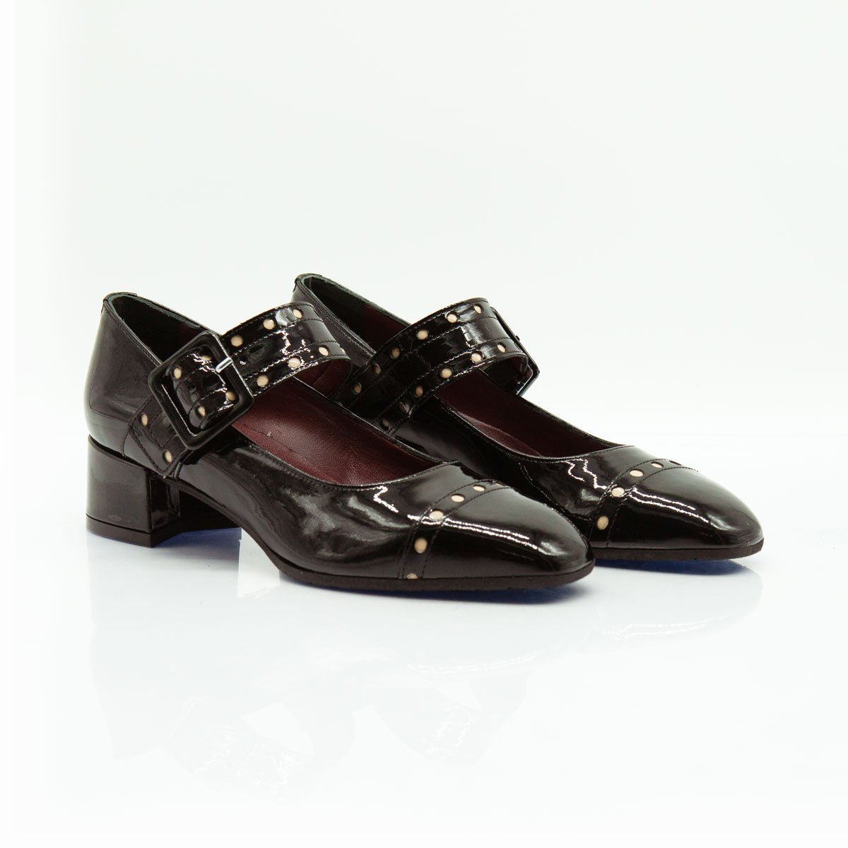 Figini - Décolleté Mary Jane con tacco di 4 cm in vernice nera - Figini Milano