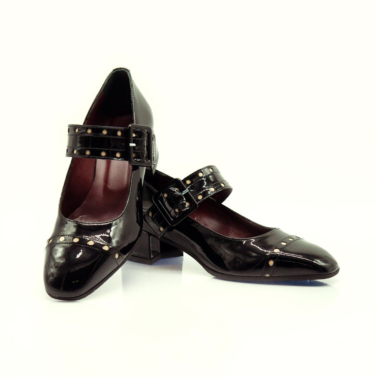 Figini - Décolleté Mary Jane con tacco di 4 cm in vernice nera - Figini Milano