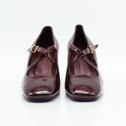 Figini - Décolleté Mary Jane con tacco di 6 cm in zebrato bordeaux - Figini Milano