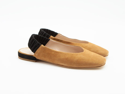 Figini - Décolleté Slingback con elastico in camoscio Cuoio - Figini Milano