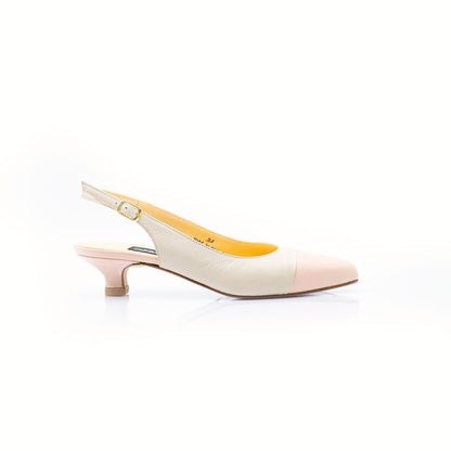 Figini - Décolleté Slingback con puntina e tacco 3 cm in nappa beige - rosa - Figini Milano