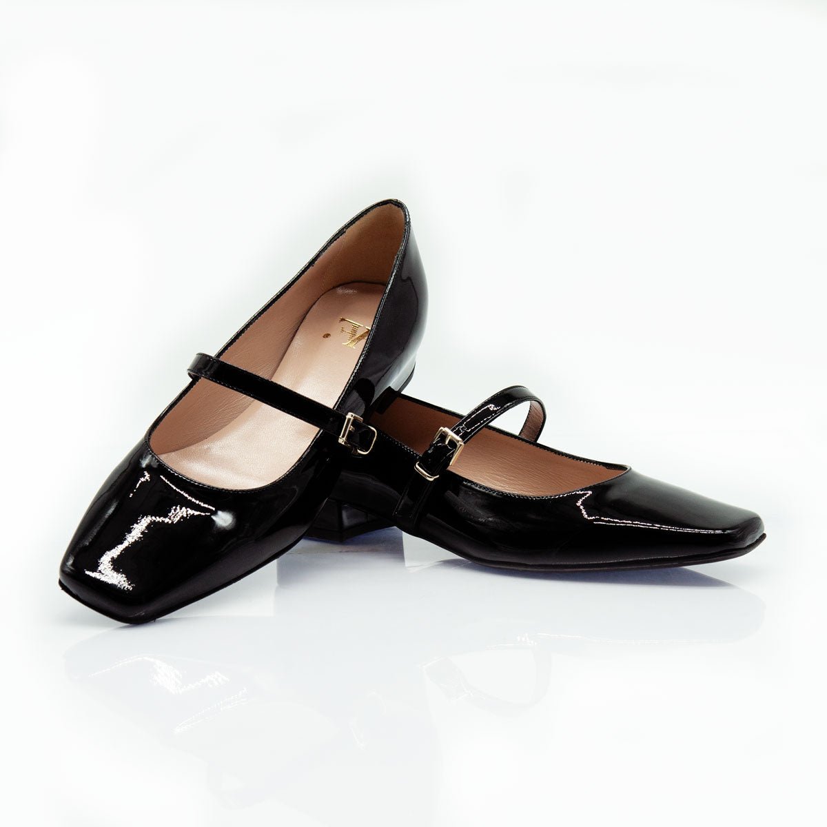 Figini - Dédolleté Mary Jane con tacco di 3 cm in vernice nera - Figini Milano