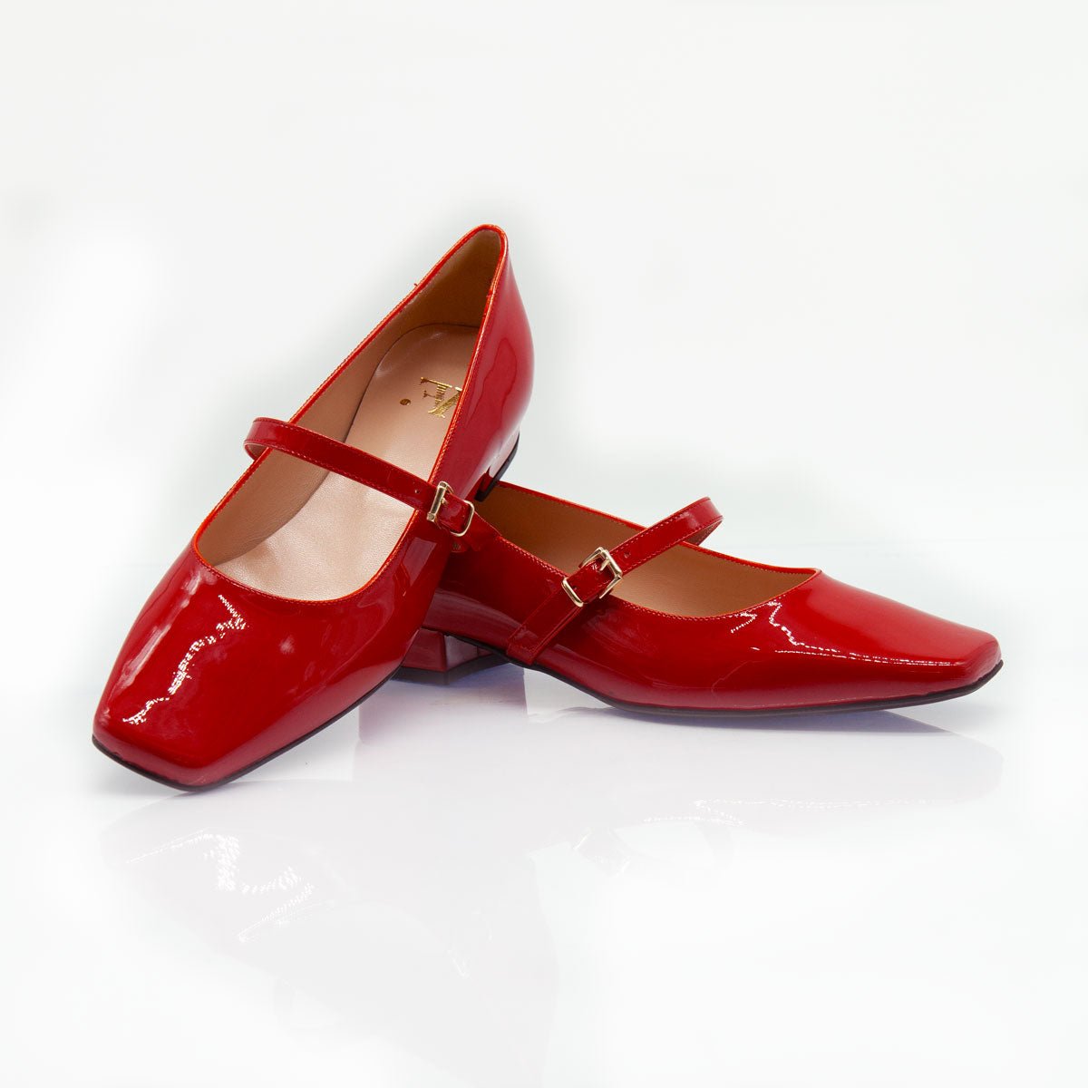 Figini - Dédolleté Mary Jane con tacco di 3 cm in vernice rossa - Figini Milano