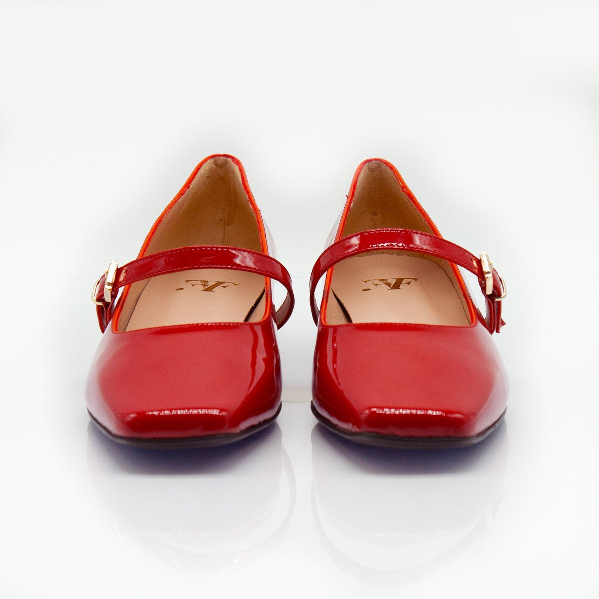 Figini - Dédolleté Mary Jane con tacco di 3 cm in vernice rossa - Figini Milano