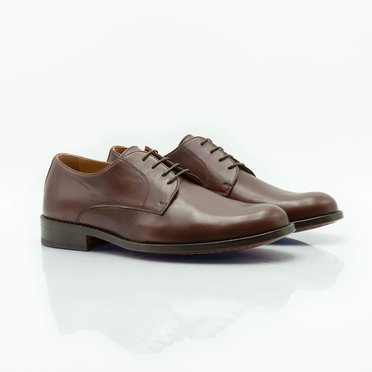 Figini - Derby flex con suola cuoio in nappa marrone - Figini Milano