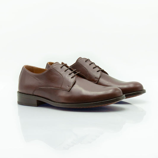 Figini - Derby flex con suola cuoio in nappa marrone - Figini Milano