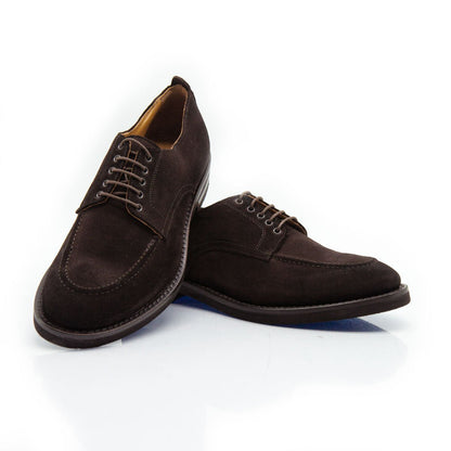 Figini - Derby mocassino flex in vitello scamosciato testa moro - Figini Milano