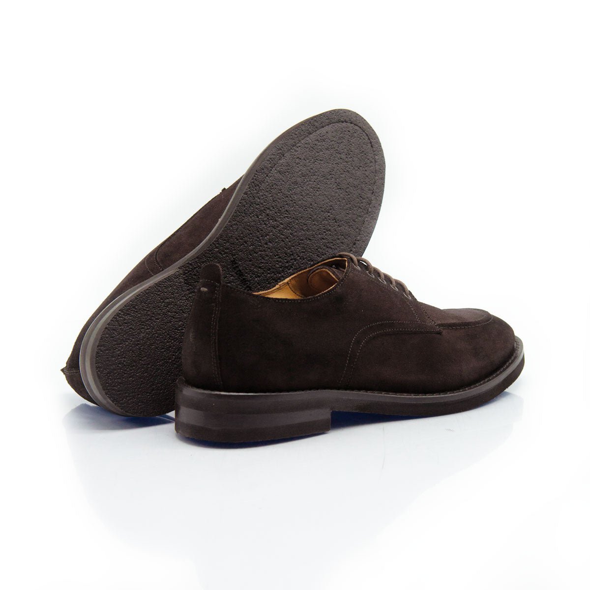 Figini - Derby mocassino flex in vitello scamosciato testa moro - Figini Milano