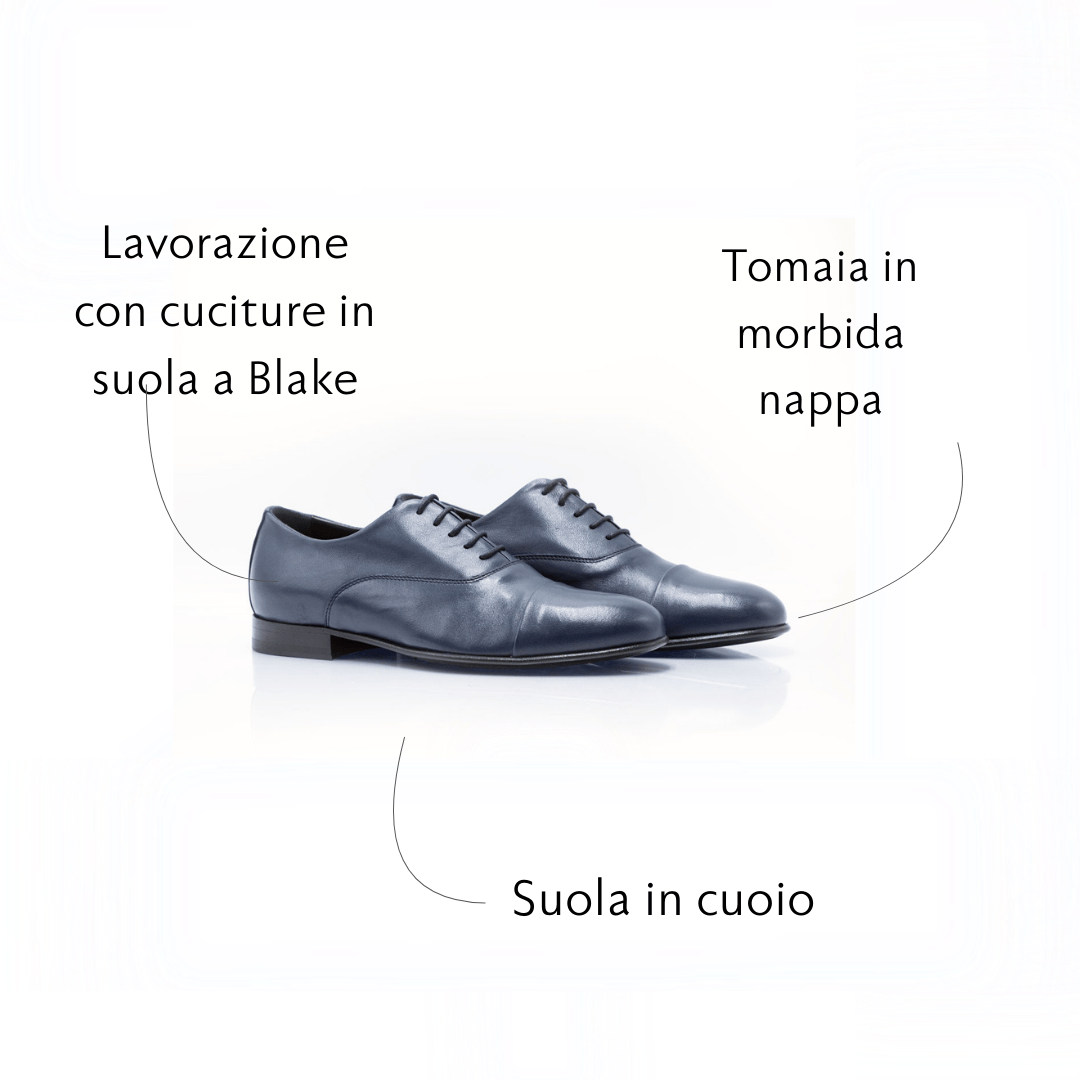 Figini - Francesina elegante in morbida nappa blu - Figini Milano