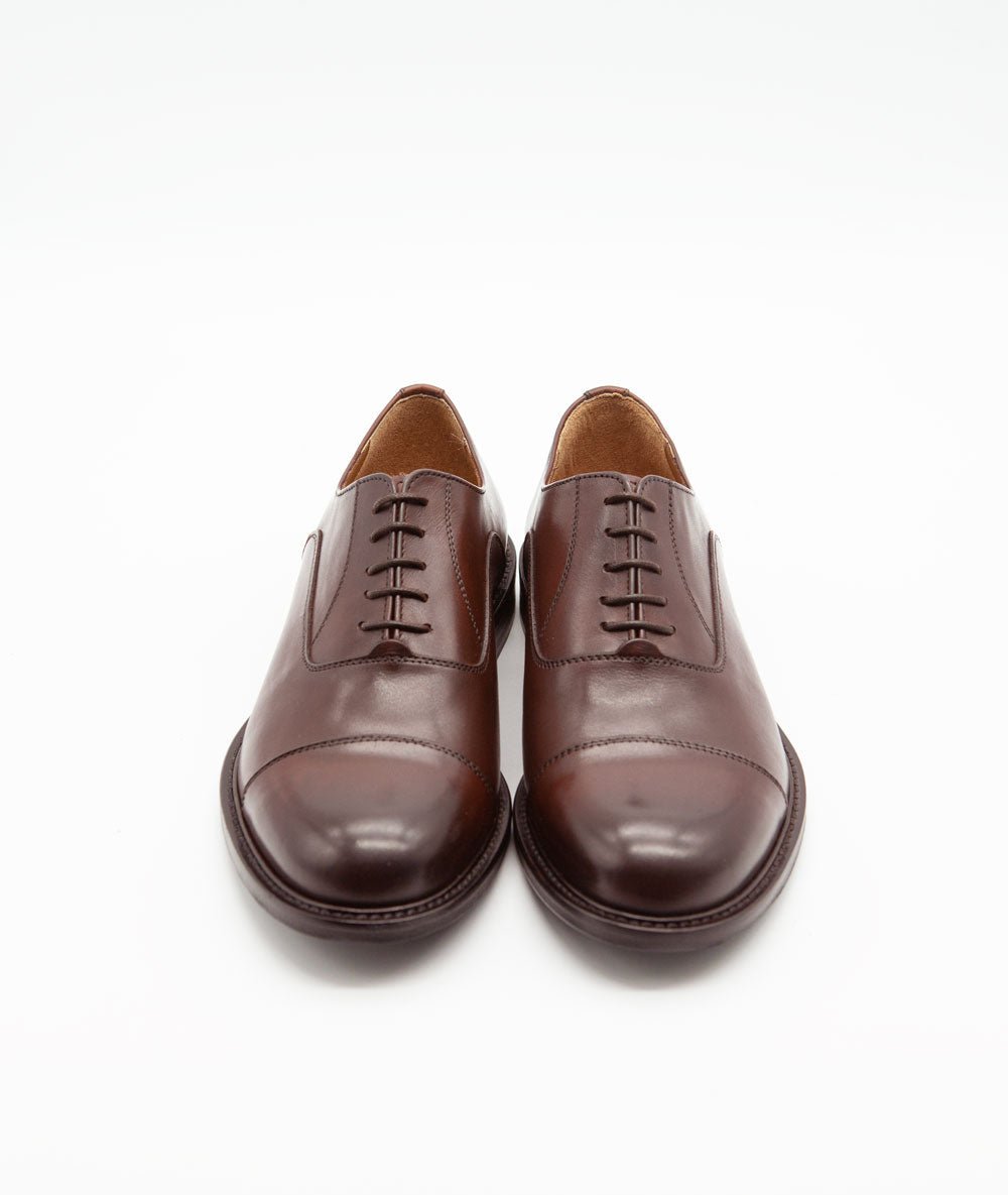 Figini - Francesina Oxford con suola in cuoio in vitello Marrone - Figini Milano