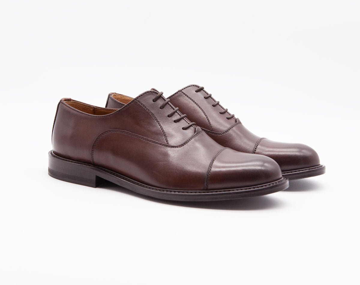 Figini - Francesina Oxford con suola in cuoio in vitello Marrone - Figini Milano