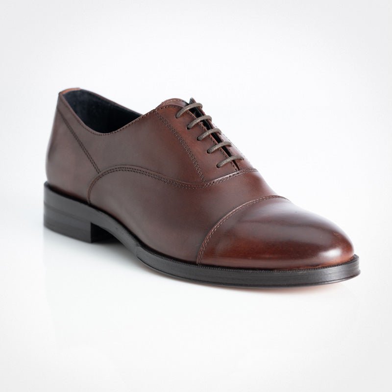 Figini - Francesina Oxford con suola in cuoio in vitello Marrone invecchiato - Figini Milano