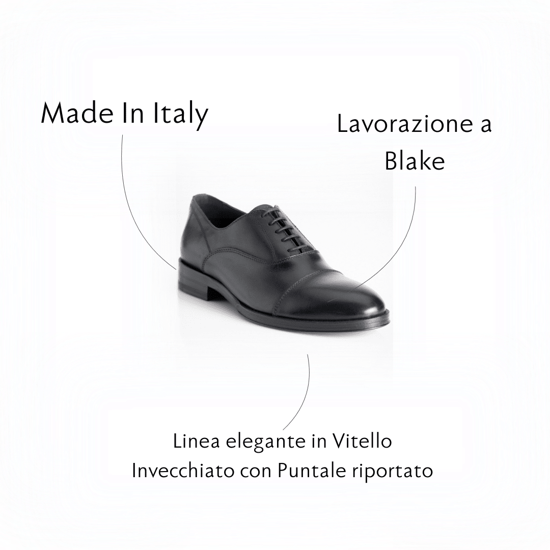 Figini - Francesina Oxford con suola in cuoio in vitello Nero - Figini Milano