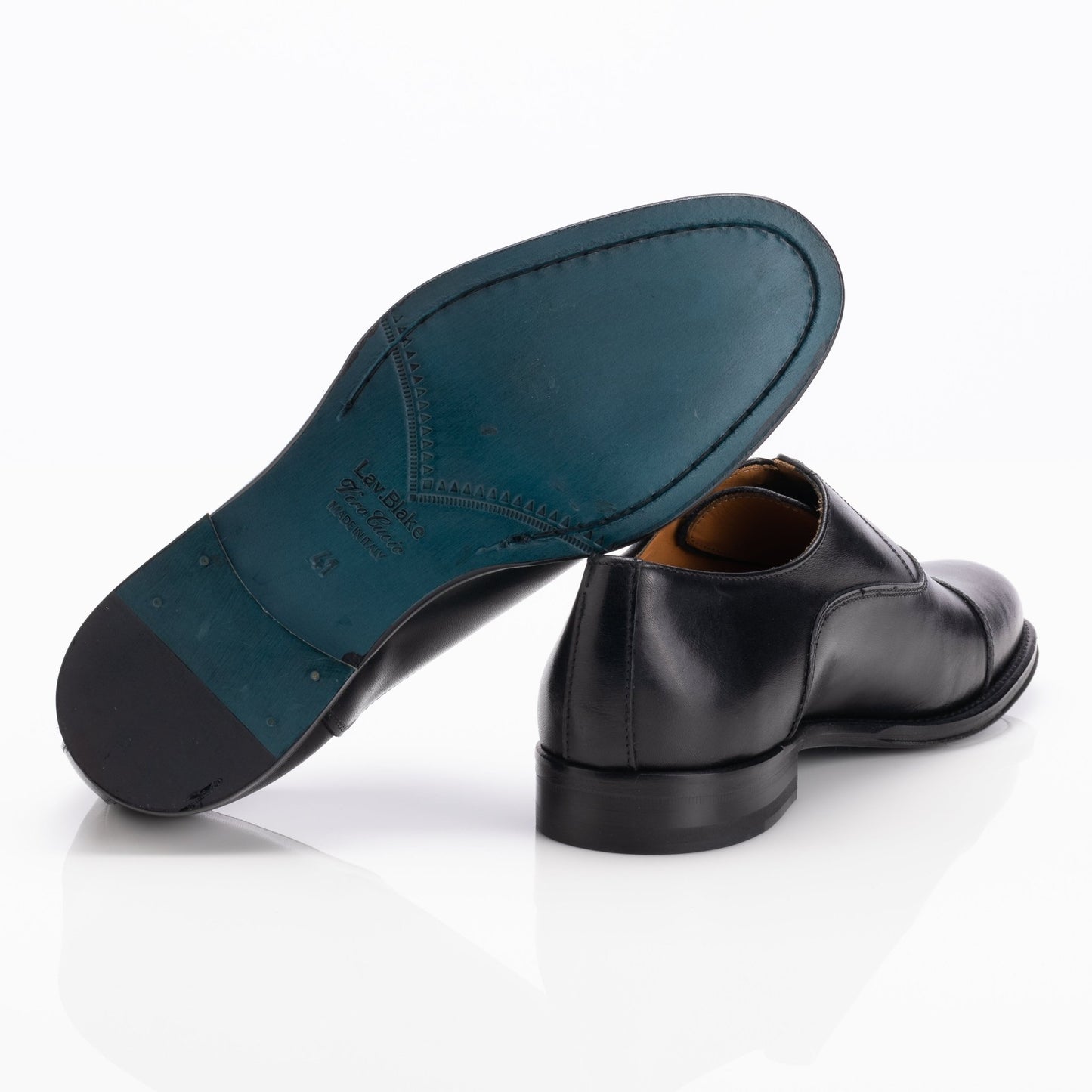Figini - Francesina Oxford con suola in cuoio in vitello Nero - Figini Milano