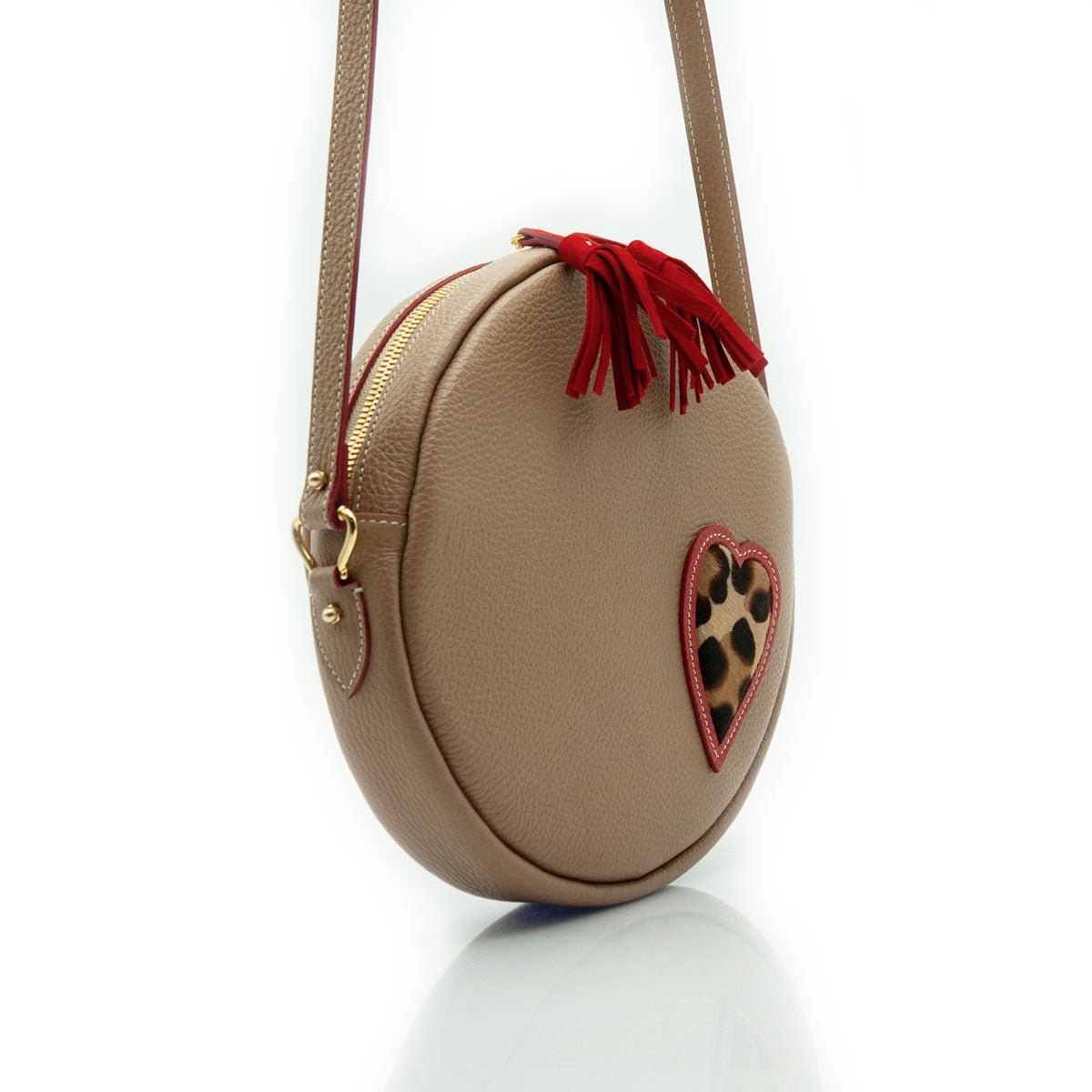 Figini & Martinenghi - Borsa Tamburello Love in dollaro taupe - Figini Milano