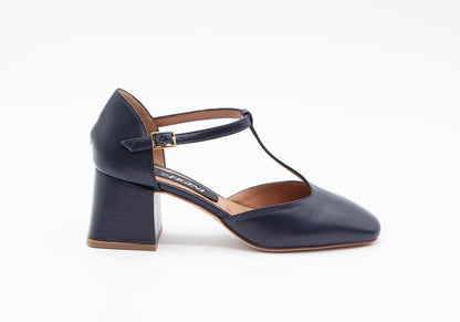 Figini - MaryJane con tacco di 5 cm in nappa Blu - Figini Milano